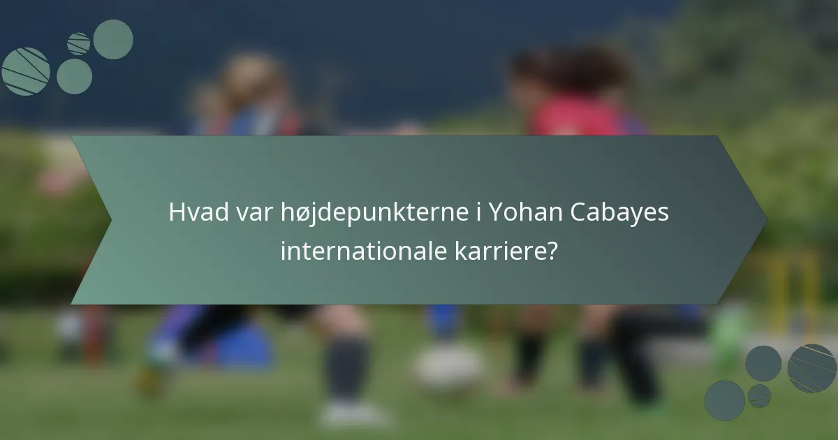 Hvad var højdepunkterne i Yohan Cabayes internationale karriere?