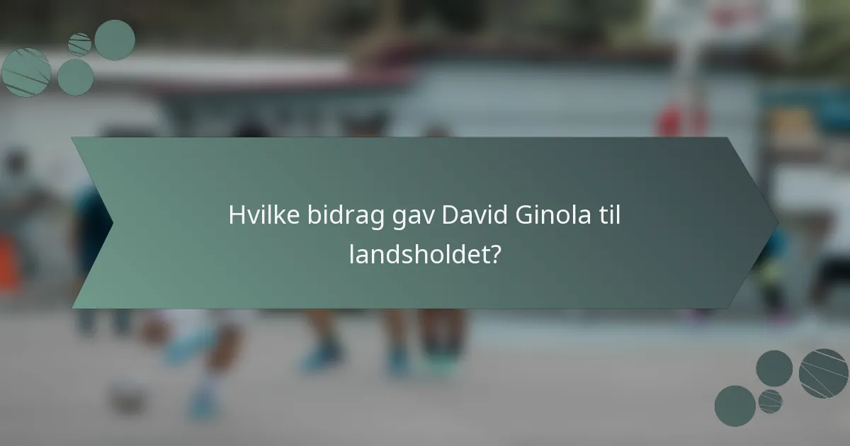 Hvilke bidrag gav David Ginola til landsholdet?