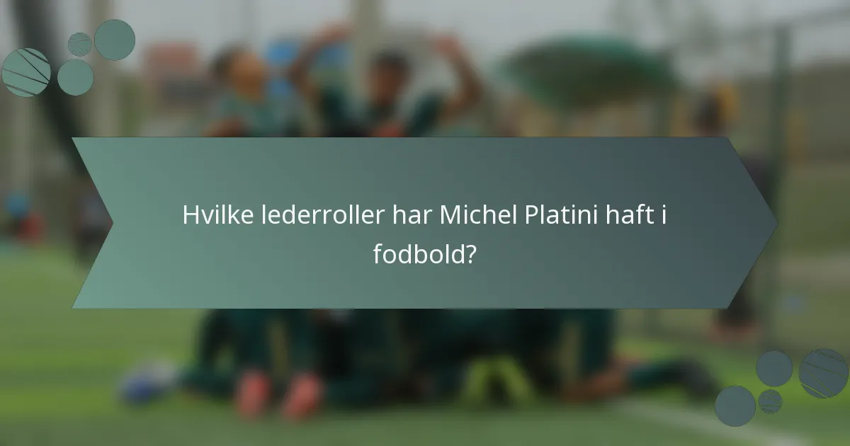 Hvilke lederroller har Michel Platini haft i fodbold?