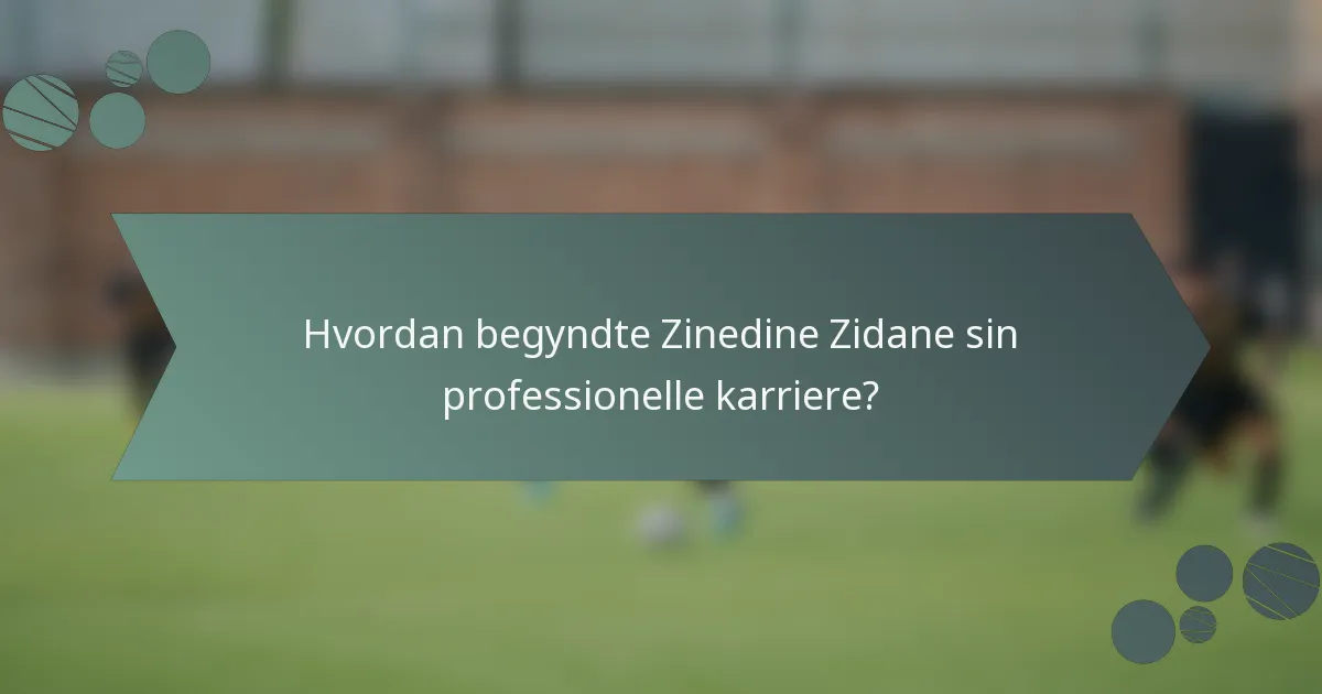 Hvordan begyndte Zinedine Zidane sin professionelle karriere?