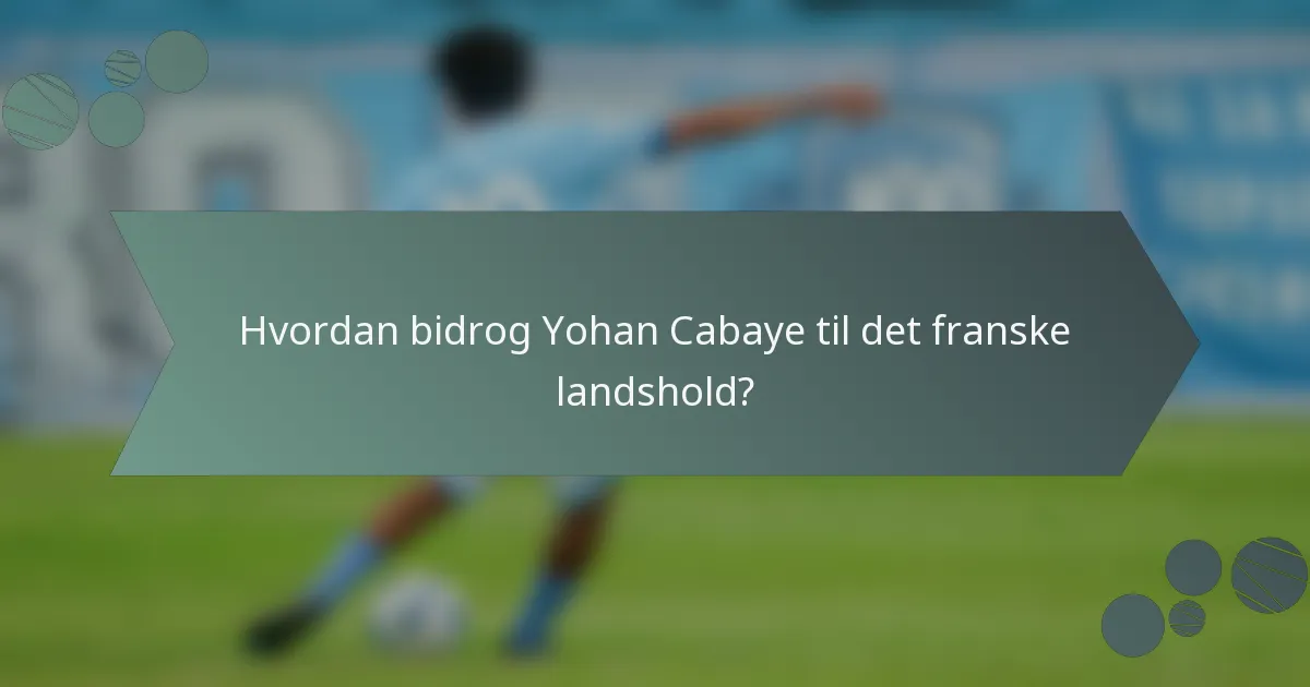 Hvordan bidrog Yohan Cabaye til det franske landshold?