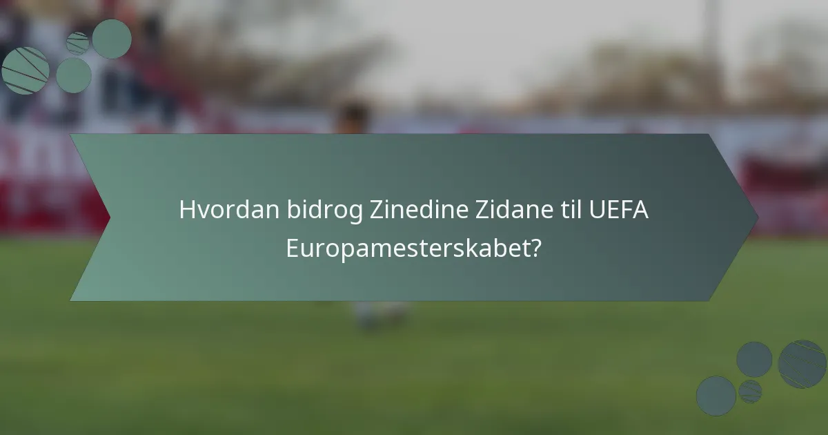 Hvordan bidrog Zinedine Zidane til UEFA Europamesterskabet?